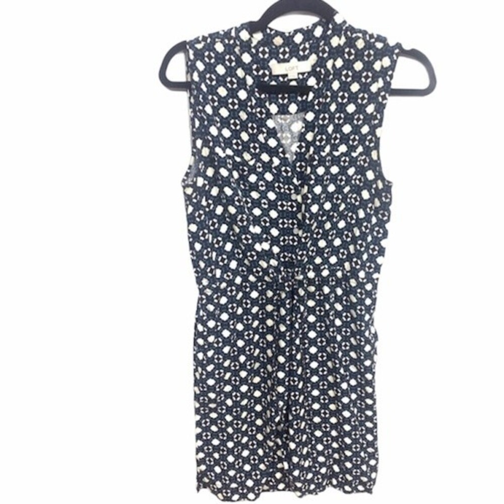 LOFT dress womens geometric patterned v neck shift dress medium